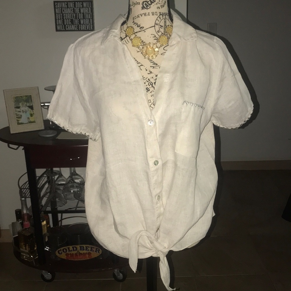 “SCANDAL”HIGH END BOHEMIAN BUTTONED DOWN EMBROIDERED LIGHTWEIGHT TOP